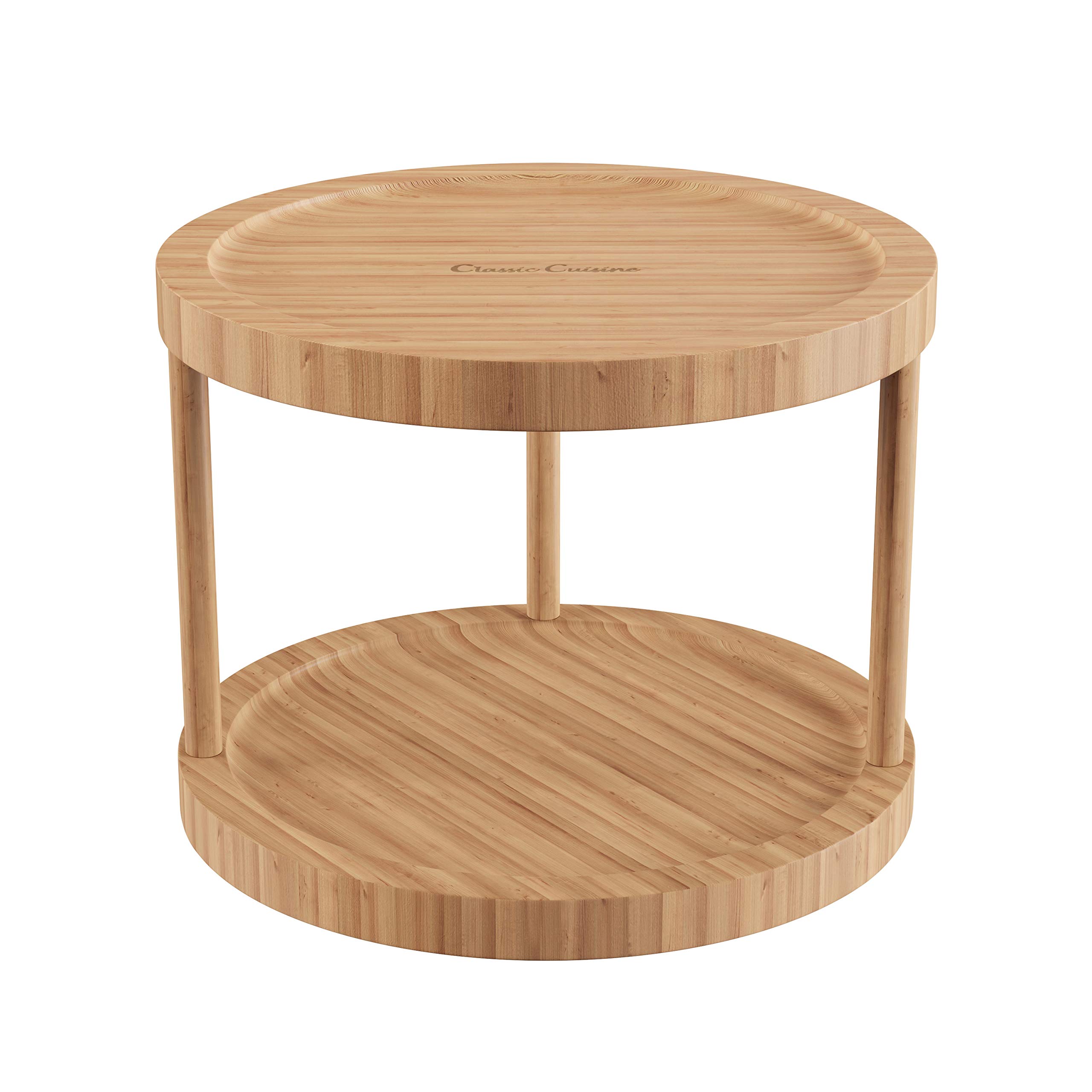 Photo 1 of Classic Cuisine Lazy Susan – All-Natural Bamboo Round Two Tier Turntable Kitchen, Pantry and Vanity Organizer and Display with 10 Inch Diameter