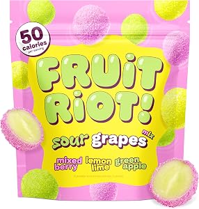 Fruit Riot Sour Candy Grapes Mix, Real Frozen Fruit, 8oz