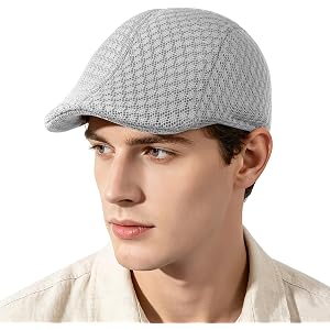 Pistha Mens Mesh Newsboy Cap Breathable Beret Flat Cap