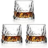 Noevany Whiskey Glasses -6 oz Old Fashioned Set of 3/Cocktail Bourbon Alcohol Glasses Whiskey Glasses (Glacier texture)