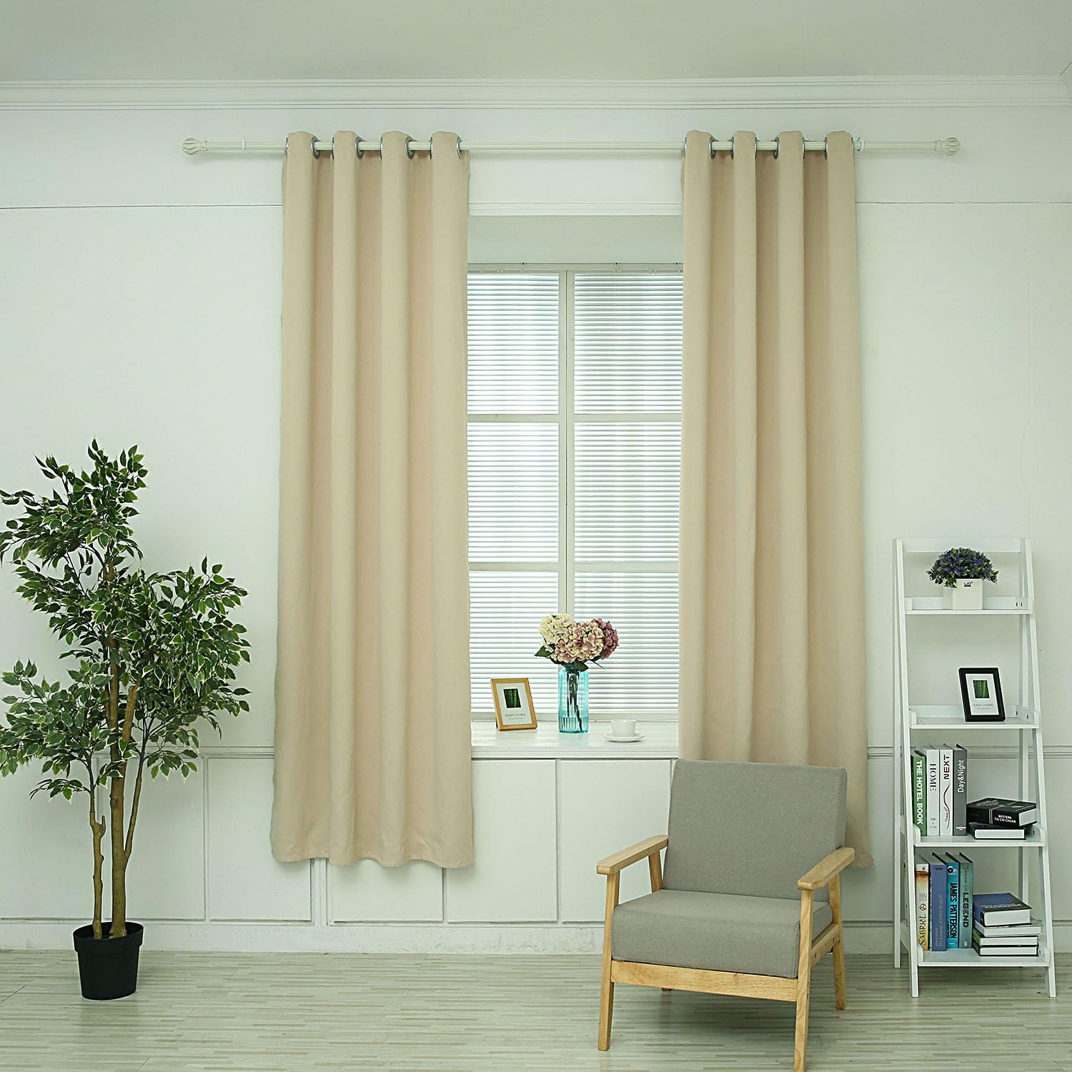 Hello Laura - Window Curtain Triple Weave Thermal Insulated Blackout Grommet Window Curtain 53" x 63" Window Curtain Decor Curtain Protection | 1 Panel 100% Polyester (Light Beige)