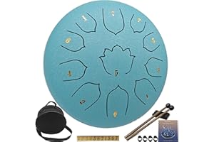 LONCHAN Rain Drum for Outside Garden, 8-Inch Steel Tongue Drum with 11 Notes, Percussion Instrument, Includes Packing Bag, Music Book, and Mallets, Ideal for Meditation, Yoga, and Relaxation