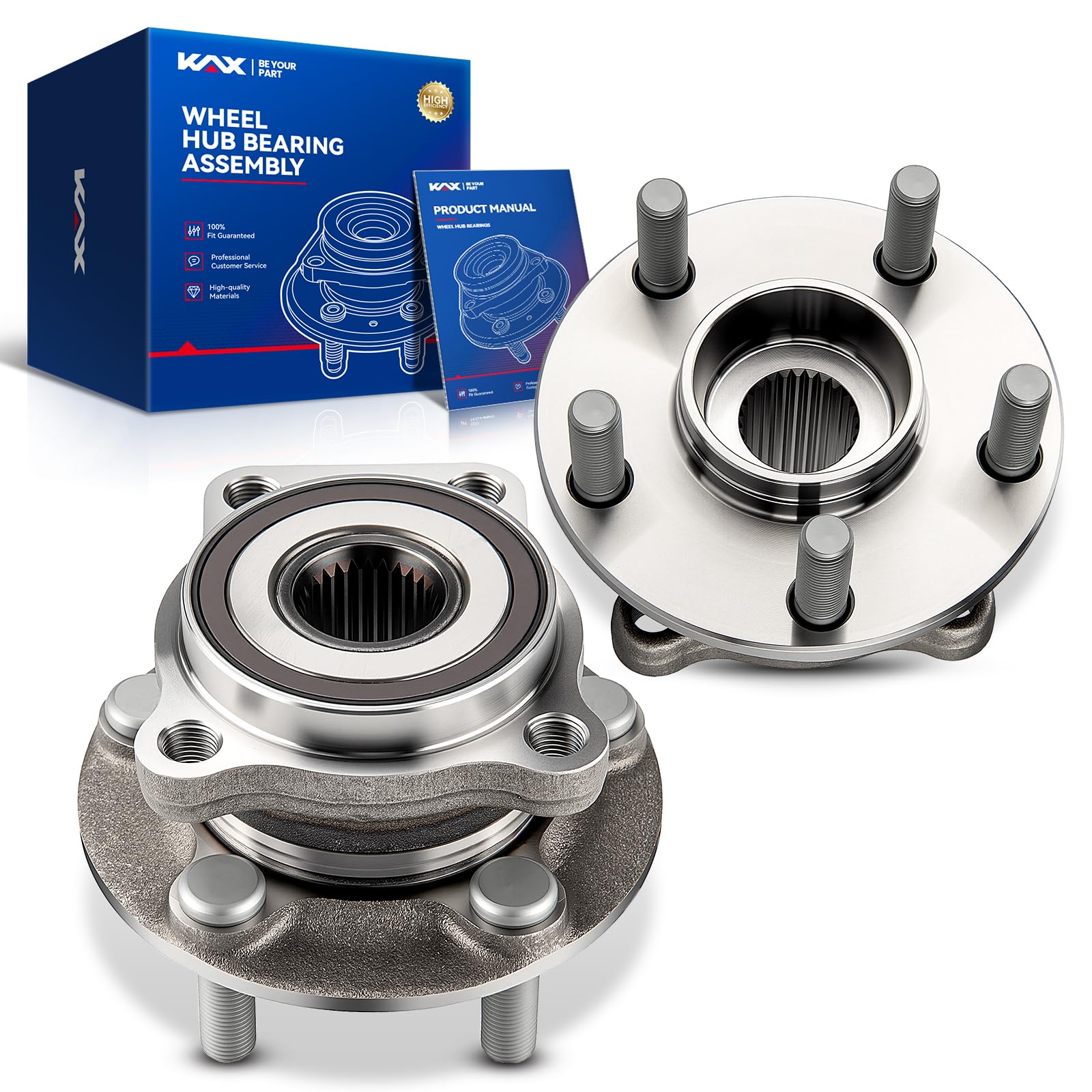 Photo 1 of KAX 2 x 513303 Rear Wheel Bearing and Hub Assembly, Fit for Subaru XV Crosstrek 2013-2014, Impreza 2008-2014, Forester 2009-2014, Thru 01/14/2014, Non-ABS, with 5 Lugs, Replace# BR930473, HA590315