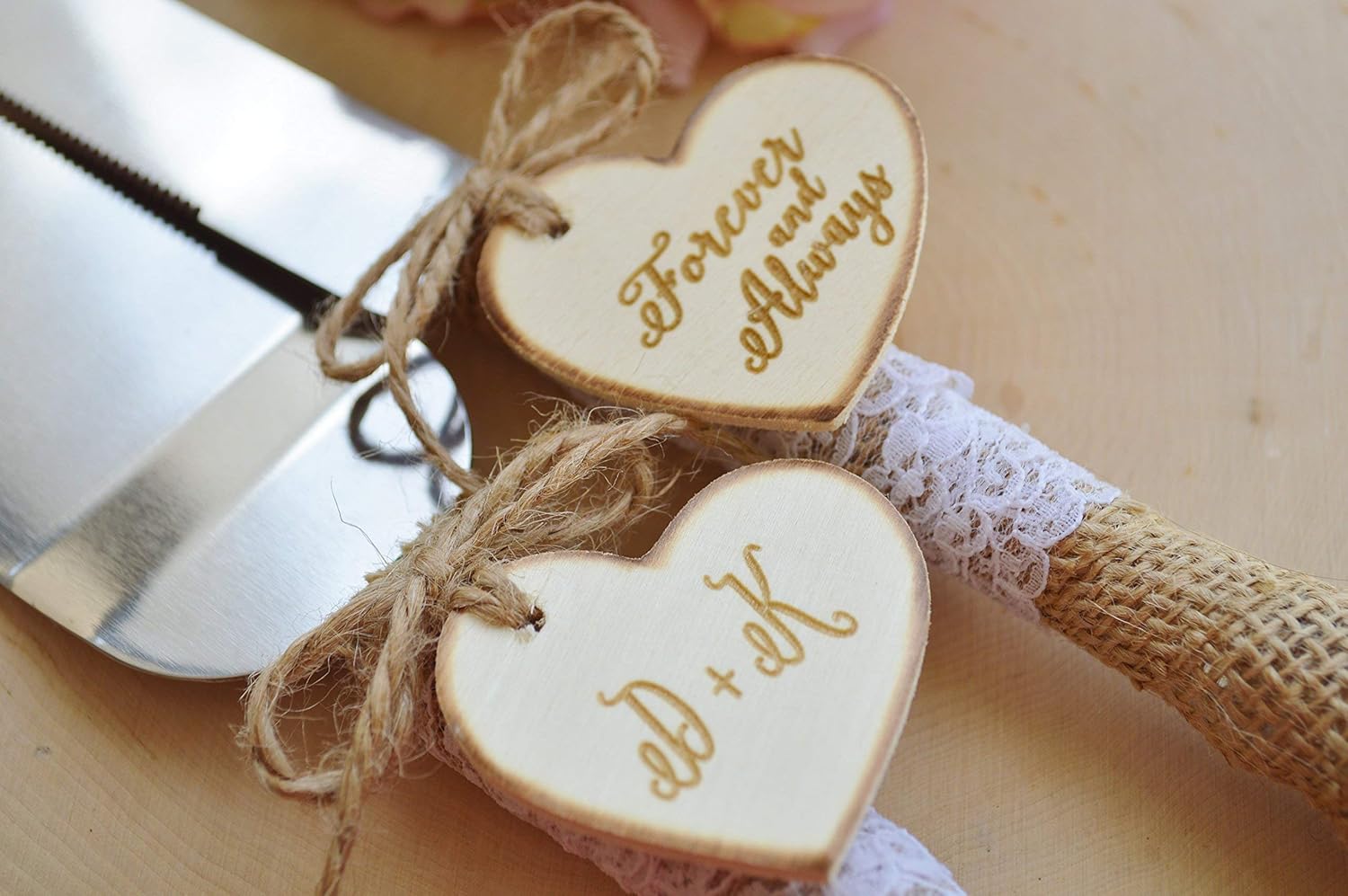 Wedding Cake Knife and Server Set Rustic Rustic Burlap and