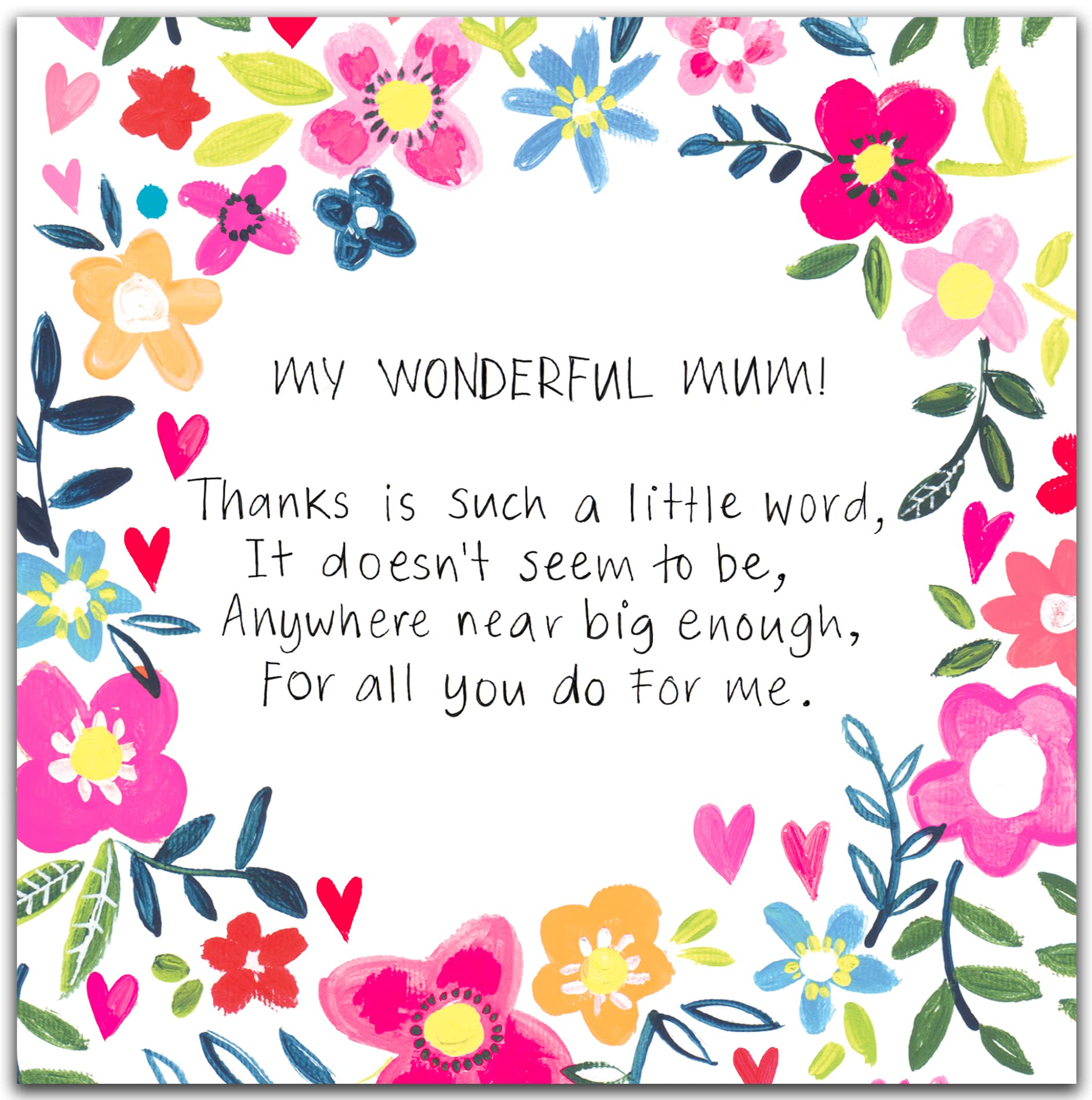 Emotional Rescue Mother's Day Card for Mum, My Wonderful Mum, Floral Mothers Day Card, Multicoloured