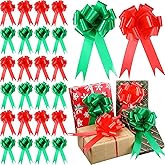 Yuxung 200 Pcs 5 Inch Valentine's Day Wrapping Gift Pull Bows, Pull Bows for Gift Wrapping with Ribbon for Florist Bouquet Basket Wine Bottles Wedding Holiday Birthday Anniversary(Red, Dark Green)