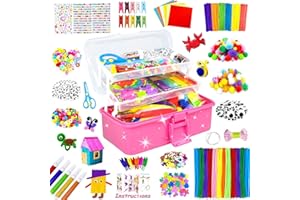 BNUZEIYI 3000 Arts and Crafts Supplies for Kids Craft Kit All in 3 Layered Craft Box with Pipe Cleaners Crafts for Kids Age 4-6, 6-8, 8-12 DIY School Supplies Materials Set Toys Gifts for Girls Boys, Red