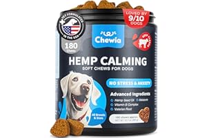 CHEWIA Hemp Calming Chews for Dogs - Dog Calming Treats - Anxiety Relief for Dogs with L-Theanine, Chamomile Extract, Valerian Root - Dog Anxiety Relief for Travel, Vet Visits, Thunderstorms, Nail Trimming
