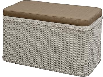 Panier A Linge En Forme De Banc Avec Assise Rembourree De Couleur Blanc Korb Outlet Plus Large Panier A Linge Pouf En Rotin Naturel Convient Parfaitement Comme Tabouret Pouf Amazon Fr Cuisine Maison