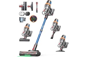 INTETURE Cordless Vacuum Cleaner, 600W 50KPA 65Mins Vacuum Cleaners with LED Display, Self-Standing Cordless Vacuum, Anti-Tan