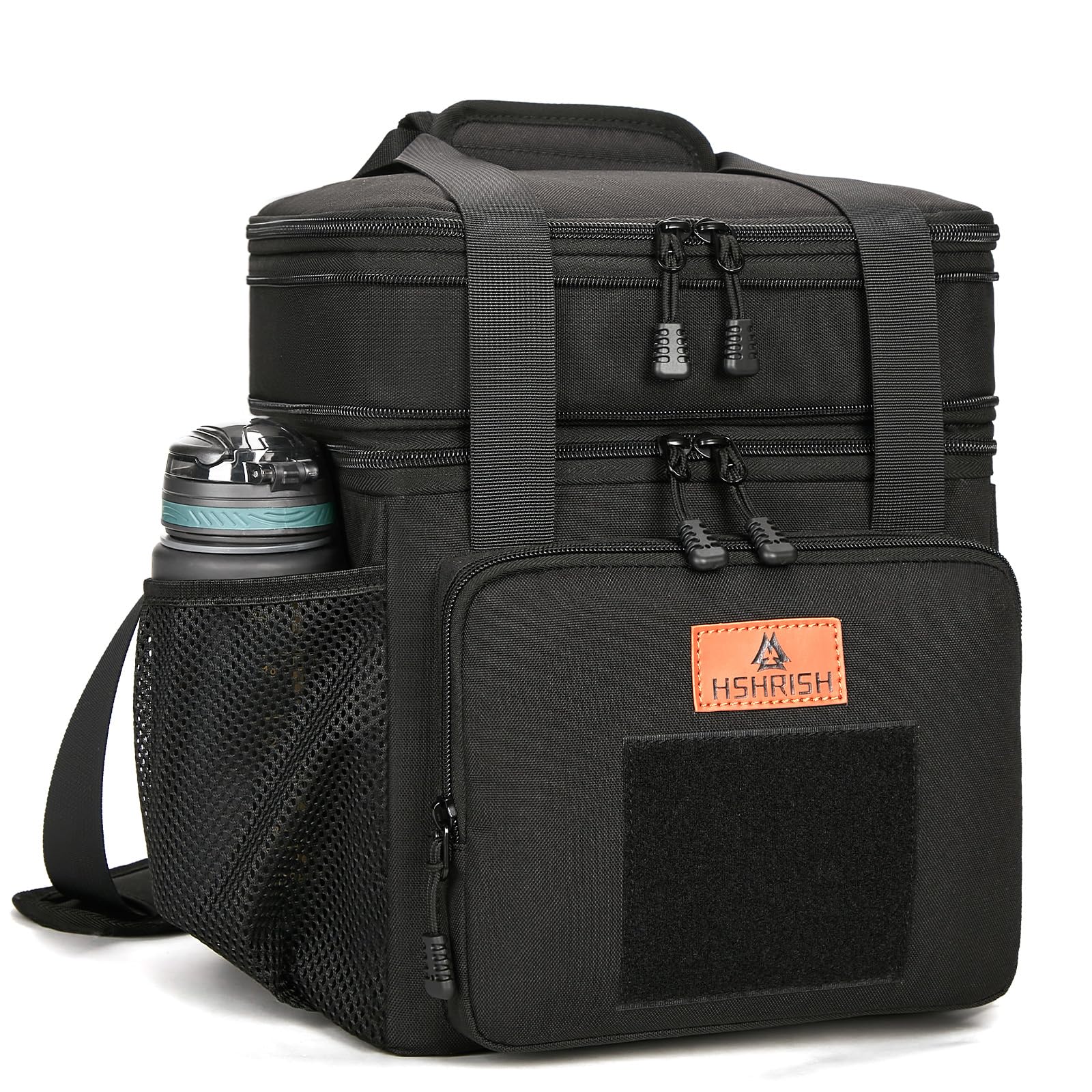Expandable XLarge Tactical Lunch Box for Adults, Leakproof Insulated Lunch Bag with Lots of Storage Space, Durable Cooler Bag for Men Women Work Outdoor Picnic Trips, 22L(Black), HSHRISH Image