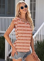 AUSELILY Womens Cap Sleeve T-Shirt Casual Loose Fit