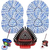 Fatmass 5 Pack Spin Mop Head Replacement for Vileda RinseClean 2-Tank System,4 Mop Replace Heads + 1 Upgrade Scrubber Brush, 