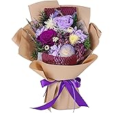 Loveliome Preserved Flowers Bouquet Natural Long Lasting Real Flowers, Forever Love Eternal Rose Flower Decorative, Anniversary Birthday Mothers Day Flowers, Purple