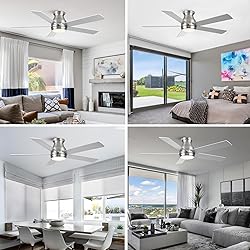 POCHFAN 52 Inch Brushed Nickel Ceiling Fans with