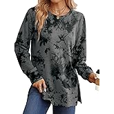 Saloogoe Sweatshirt for women Side Split Fall Fashion 2025 Long Sleeve Shirts Trending Now