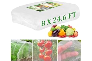 Garden Netting, Actgan Plant Cover 8x24.6FT Ultra Fine Mesh Netting, White Bird Netting Barrier Greenhouse Row Cover Protect Flower Fruits Vegetables from Birds Deer & Squirrels
