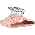 Amazon Basics Kids Velvet, Non-Slip Clothes Hangers for Infant and Toddle, 11.6 Inches (for baby clothes), Pack of 50, Blush