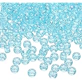 HARFINGTON 300Pcs Pony Beads AB Colors 6x9mm Acrylic Loose Pastel Spacer Barrel Beads for Necklace Key Chain Earring Hair Braiding Jewelry Making, AB Blue