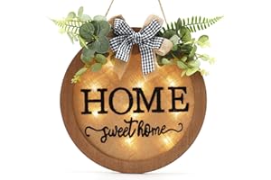 HOMCDALY Welcome Sign for Front Door, Door Wreaths for Front Door Outside, Farmhouse Welcome Wooden Door Hanger, Rustic Wall Door Sign, Seasonal Home Decorations (F-Brown)