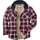 Legendary Whitetails Men's Hooded Shirt Jacket Plaid Flannel Berber Lined Polyfill Insulated
