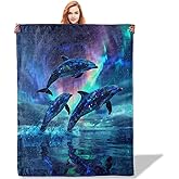 Plistiz Dolphin Throw Blanket 50"x60", Animals Theme Blankets for Living Room Couch, Home, Sofa Decor, Soft Flannel Dolphin Gifts for Women