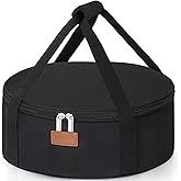 Lifewit Insulated Single Decker Round Casserole Carrier, Portable Pie Carrier Bag for Hot or Cold Food, Fits 12.5" Baking Dish, Thermal Lunch Tote for Potluck Parties, Picnic and Cookouts, Black