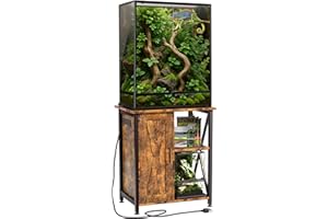Herture 45-67 Gallon Reptile Tank Stand with Power Outlet, Terrarium Stand with Storage Cabinet, 24" Wx18 D Tabletop, Reptile