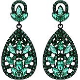 EleQueen Women's Wedding Bridal Austrian Crystal Bohemia Teardrop Chandelier Dangle Earrings