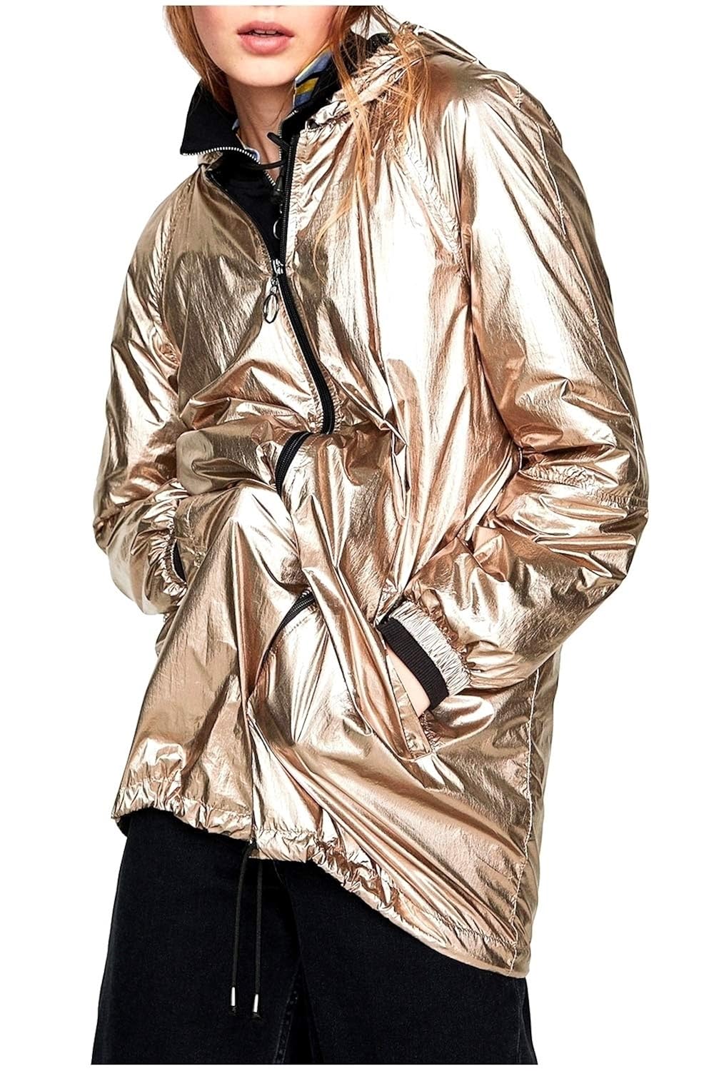 Abetteric Women's Lightweight Spring/Fall Rain Jacket Longline Anorak Coats Golden XS : Amazon 