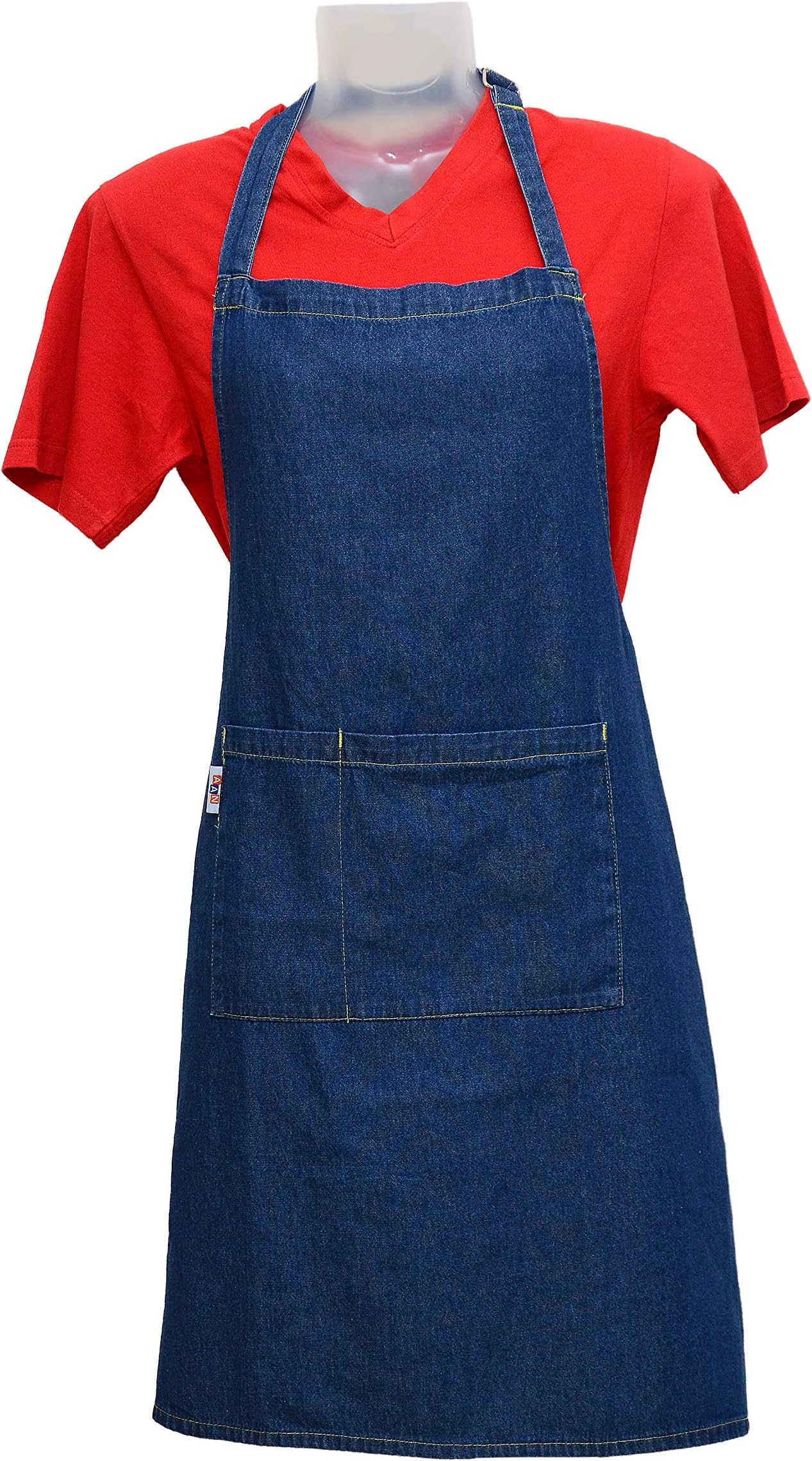 AAN Plain Denim Apron with Pockets - Dark Blue
