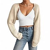 Fuimsul Women Open Front Ribbed Knit Crop Bolero