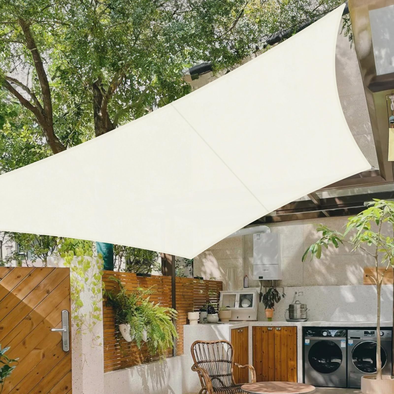 Cool Area Sun Shade Sail 2.5x2.5m Rectangle Waterproof, suitable for gardens, terraces and other outdoor,Cream