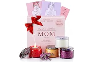 ADELEGOURDAIN Scented Candle Set - 4 Candles and 2 Sachets - Aromatherapy Scents for Birthday Gifts for Mom - Over 160-Hour Burn Time for Mom Birthday Candles, Relaxation & Holiday Gift Christmas
