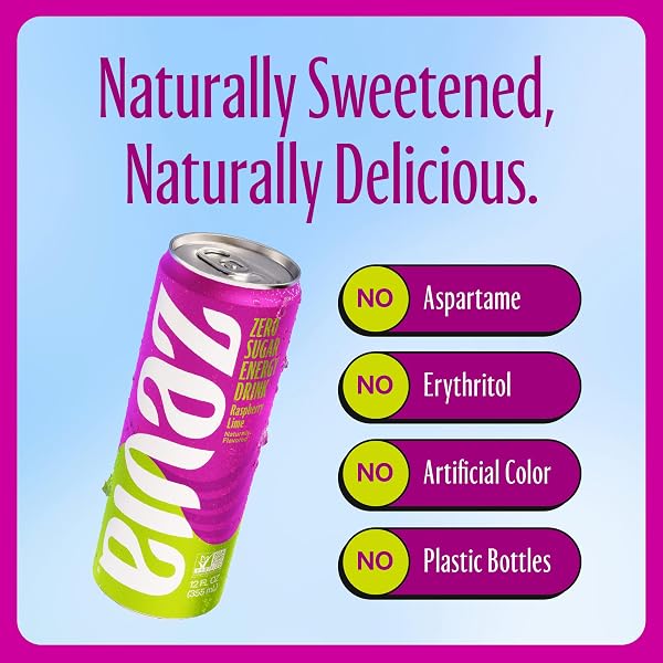 ZEVIA ENERGY RASPBERRY LIME ZERO CALORIE, 12 OZ
