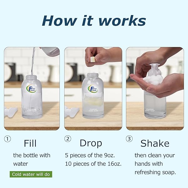FIZZFRESH FOAMING HAND SOAP TABLET REFILLS – 40 PIECES | ECO FRIENDLY PRODUCTS – SHAKE TO SOAP IN SECONDS | MONET’S GARDEN | MAKES 4 X 16 FL OZ BOTTLES (64 FL OZ TOTAL)