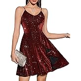 Timormode Women's Sparkly Prom Dress Spaghetti Straps Short A-line Cocktail Dresses Sequin Backless Party Dress