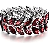 BriLove Women's Wedding Bridal Crystal Marquise Rhinestone Beaded Stretch Bangle Bracelet