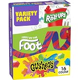 Fruit Flavored Snacks Variety Pack, Gluten Free, 16 ct, 10.2 oz | Fruit Roll-Ups, Fruit by the Foot, and Gushers, Individually Wrapped, Good Source of Vitamin C