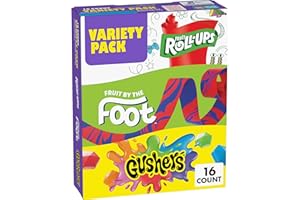 Fruit by the Foot Snacks Variety Pack - Fruit Roll-Ups, Gushers, Gluten Free Gummy Kids Snack, Good Source of Vitamin C, 16 Individually Wrapped Pouches, Perfect for On The Go, 10.2 oz Box