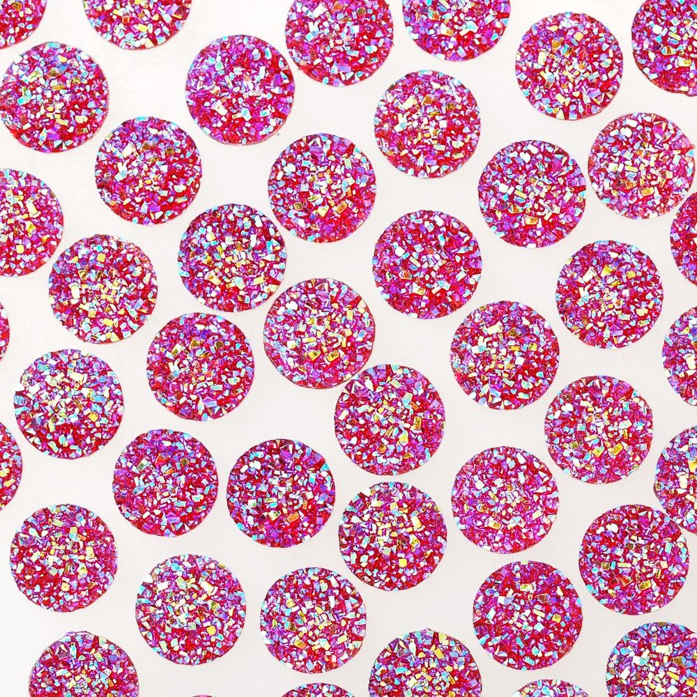 100pcs 12mm Round Resin CabochonsIridescent Faux Druzy Cabochons,Mermaid Deco