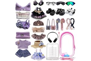 Clothes for Labubu, 24-piece Clothes and Accessories Set Designed for Labubu Doll Clothes, Includes Display Bag, Clothes Rack