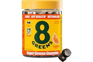 8Greens Fiber Super Greens Gummies | Fiber, Gut Health, Metabolism. Digestive Health, Boost Immune System & Digestive Health with 8 Real Greens - Non-GMO Formula, Gummy, Tangerine Flavor, 50 Count