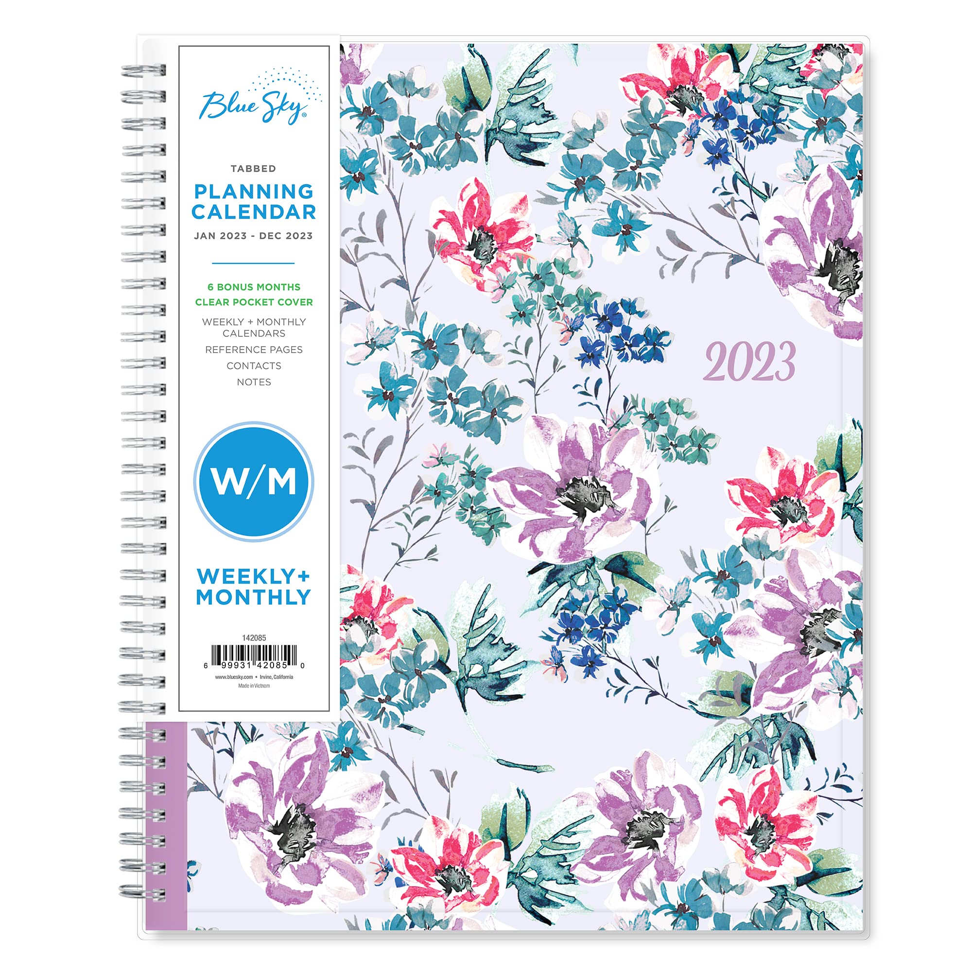BLUE SKY 2023 Weekly and Monthly Planner, January - December, 8.5" x 11", Clear Pocket Cover, Wirebound, Laila (142085)