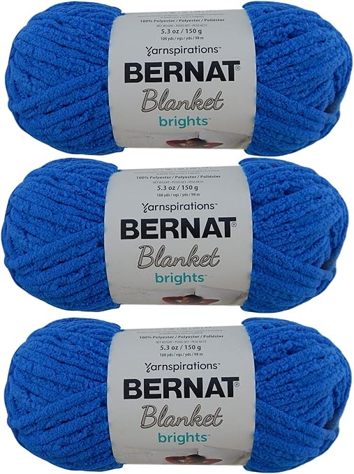 Amazon Com Bulk Buy Bernat Blanket Yarn 3 Pack Super Bulky 6 5 3 Ounce 108 Yards Per Skein Solids And Ombres Royal Blue