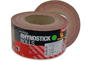 Indasa 2.75" PSA Sandpaper Roll - Rhynostick 100-Grit 27 Yard Long Continuous Roll, Self-Adhesive Stickyback Sand Paper for Woodworking, Automotive, Metal, Redline
