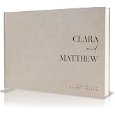 Personalized Guest Book - 11.5" x 8.5" Premium Custom Guest Signing Book with Bookmark and Blank Pages for Wedding Reception Table Decoration Engagement Birthday Party Event, Taupe