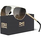 LUENX Aviator Sunglasses for Men Women Polarized New Shades Large Metal Frame - UV 400 Protection