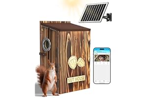 LUMINICAM Squirrel Box with Camera Solar Powered, Auto Detect & Notify, Night Vision Pet Watching Cam for Squirrel Nesting Box, 2K HD, 2.4G Wi-Fi, APP Control, Smart Squirrel House for Outside Nesting