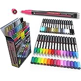 TOOLI-ART Acrylic Paint Pens Assorted Vibrant Markers for Rock Painting, Canvas, Glass, Mugs, Wood, Fabric, Metal, Ceramics. Non Toxic, Quick Dry, Multi-Surface, Lightfast (EXTRA FINE)
